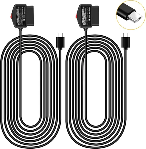 Miniatura 6 de Cable de alimentación OBD para cargador de cámara de tablero OBD2 a USB, 24 horas de vigilancia/modo Acc con botón de interruptor, adaptador