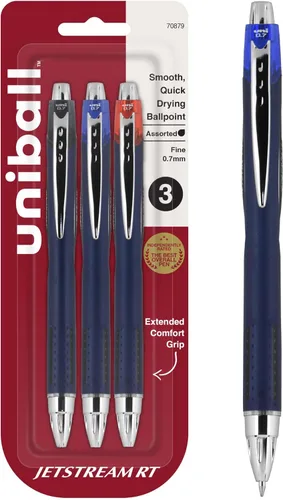 Uniball 70879 Uni-Ball Jetstream Punta Fina 0.7 Mm Paquete de 3, Surtido