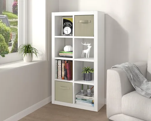 furtble Estantería organizadora de almacenamiento de 8 cubos, moderna estantería abierta de madera, estante de exhibición multifuncional para sala