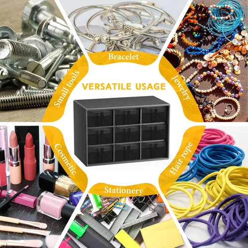 Miniatura 7 de Wenqik 2 Piezas Mini Cajones de Almacenamiento Organizador de Caja de Herramientas para Maestros con 9 Cajones Transparentes Pequeño Organizador