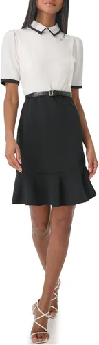Miniatura 2 de Karl Lagerfeld Womens Belted Color Bloack Collared Dress