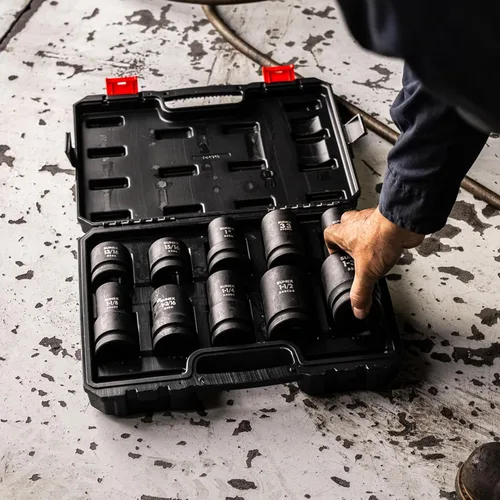 Miniatura 4 de Sunex 5690A, juego de llaves de impacto para ruedas de 1 pulgada de gran resistencia, 10 piezas, SAE/métrico, profundo/profundo de pared