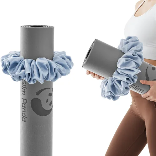 Miniatura 12 de Slim Panda Tapete de yoga Scrunchie, asegura tu tapete con estilo y linda, correa de transporte de tela de terciopelo elástica duradera que se