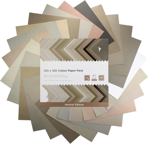 Livholic 48 hojas de cartulina de tonos tierra en colores neutros grises de 120 g/m², 32 lb, papel para impresora de 12x12 pulgadas para álbumes de
