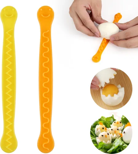2 cortadores de huevos de corte elegante, cortador de huevos cocidos de 2 formas para huevos duros, cortador multifuncional para decoración de