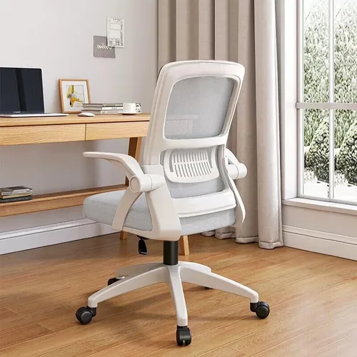 Silla de Oficina para el Hogar Ergonómica de Malla Transpirable Silla de Alto Respaldo con Altura Ajustable Giratoria con Brazos Abatibles y Soporte
