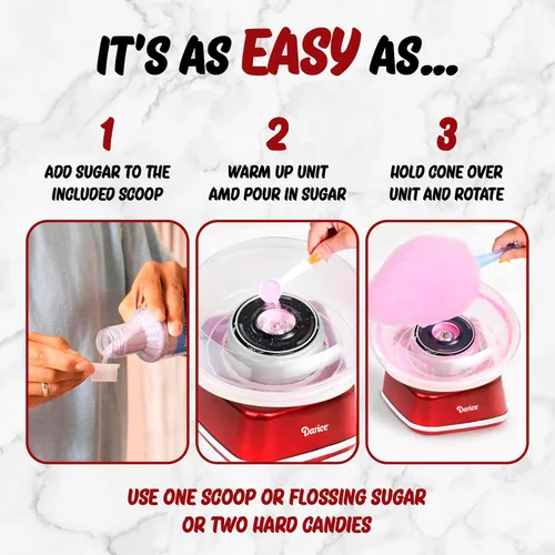 Miniatura 5 de Darice Máquina de algodón de azúcar – Retro Cotton Candy Maker – Máquina para hacer dulces caseros – Ideal para cumpleaños, fiestas, reuniones