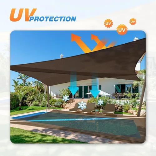 Miniatura 5 de TANG Vela de Sombra Solar Triangular de 10' x 10' x 10' Pies, Toldo de Sombra, Cubierta de Patio, Bloqueo UV, Tela Permeable para Pérgola, Patio