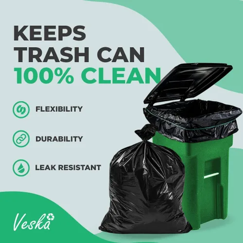 Miniatura 7 de Veska Bolsas de basura resistentes de 65 galones, 120 unidades, bolsas de basura de 64 galones para Toter, bolsa de basura grande de 70 galones