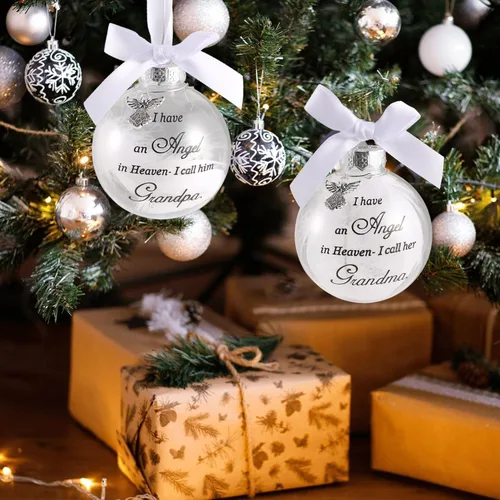 Miniatura 4 de Adornos Conmemorativos de Navidad Bola de Plumas Transparente, Bola de Impresión Boca Abajo 8cm/3.15'' Regalo de Duelo y Condolencia por la Pérdida
