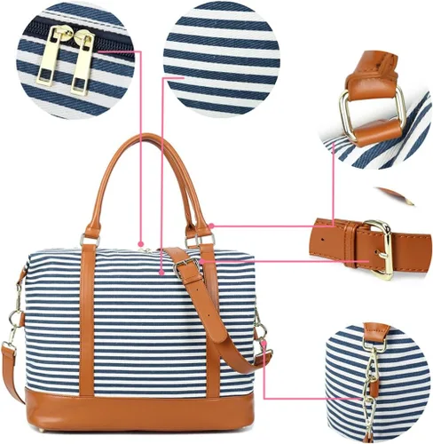 Miniatura 48 de BLUBOON Bolsas de viaje con cremallera, bolsa de lona para mujer, bolsa de fin de semana para mujer, bolsa de lona para llevar en la bolsa de lona