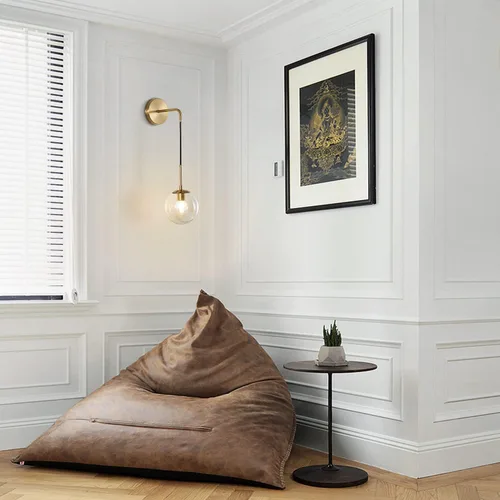 Miniatura 8 de Modo Lighting - Lámpara de pared moderna de mediados de siglo, minimalista, ajustable, de latón crudo, redonda, lámpara de lectura (pantalla ámbar)