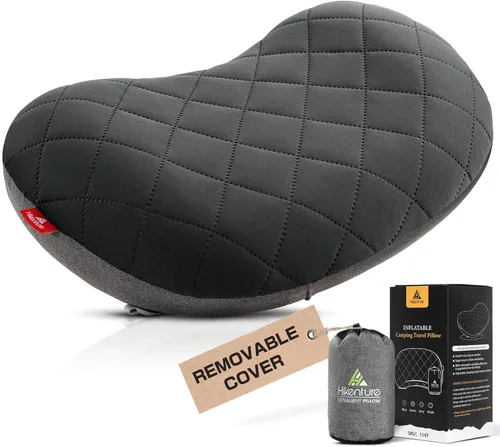 Hikenture Almohada de camping con funda extraíble, almohada inflable ultraligera para dormir, almohadas inflables, almohada de senderismo portátil y