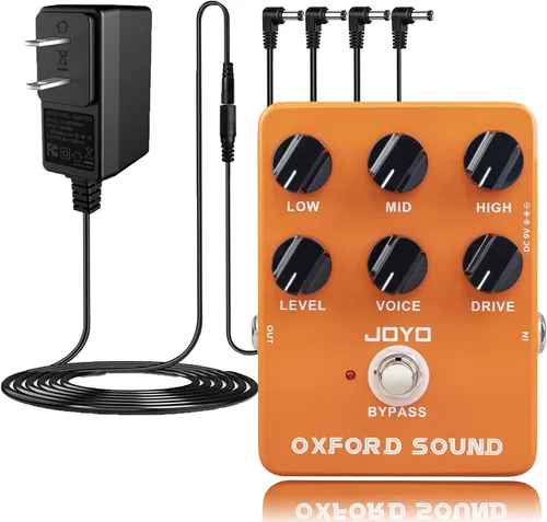 JOYO JF-22 amplificador de pedal de sobremarcha simulador Pedal de distorsión y adaptador de fuente de alimentación de 9 V CC (800mA -1A)
