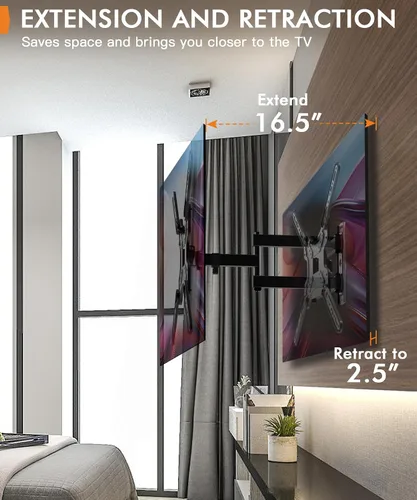 Miniatura 3 de Soporte de pared para TV de movimiento completo para la mayoría de televisores de 26 a 55 pulgadas, soporte de pared para TV en esquina