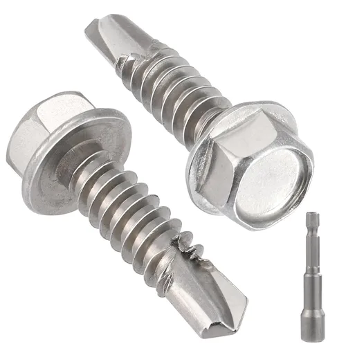 Miniatura 10 de VGBUY 170 tornillos autoperforantes para metal, tornillos autorroscantes de chapa metálica de acero inoxidable 410 #10 x 3/4 pulgadas, tornillos