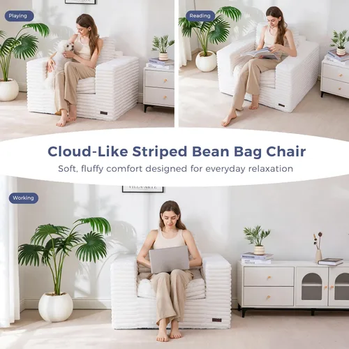 Miniatura 4 de MAXYOYO Puf Gigante Silla para Adultos, Sofá de Suelo Tapizado con Almohadas y Reposabrazos, Puf Grande Sofá Silla de Felpa Sofá Puf para Dormitorio