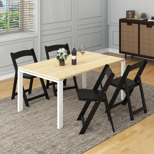Miniatura 8 de Giantex Juego de 4 sillas plegables, sillas de comedor de madera, sillas plegables acolchadas con respaldo, sillas laterales apilables