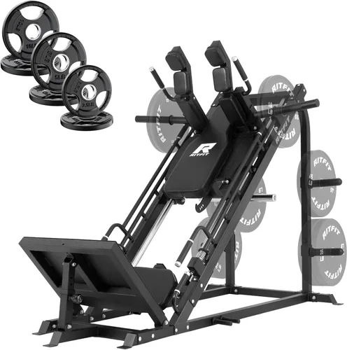 Miniatura 13 de RitFit Máquina de sentadillas 3 en 1 para gimnasio en casa, capacidad de 1500 libras, diseño compacto que ahorra espacio con múltiples ángulos