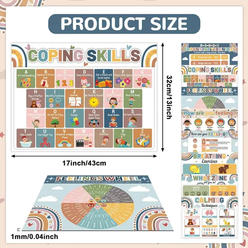 Miniatura 2 de Juego de 8 manteles individuales para niños y niñas con diseño de esquina relajante, diseño bohemio, para salud mental, antideslizante, lavable