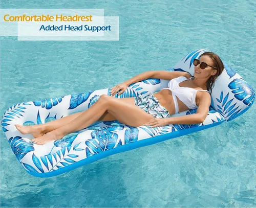 Miniatura 2 de Jasonwell Flotador inflable para piscina, paquete de 2 balsas flotantes para adultos, tumbona flotante, flotadores de bronceado solar, flotadores