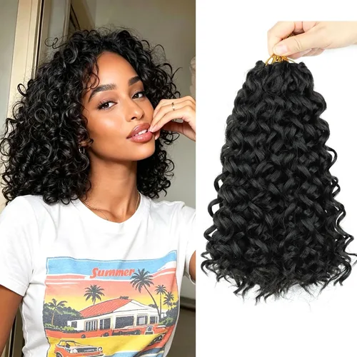 8 Packs Curly Crochet Hair GOGO Curl Crochet Hair for Black Women Deep Wave Braiding hair Water Wave Crochet hair Extensions Synthetic Bohemian