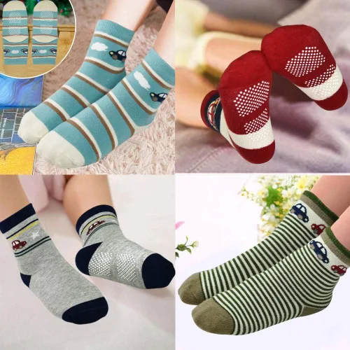 Miniatura 23 de Tphon Calcetines para niños pequeños con empuñaduras, 12 pares de calcetines antideslizantes de algodón para niños y niñas de 1 a 7 años