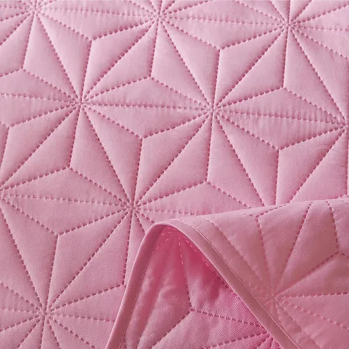 Miniatura 9 de Juego de ropa de cama Whale Flotilla King, colchas suaves de color rosa claro para cama tamaño King, 3 piezas de colcha geométrica ligera
