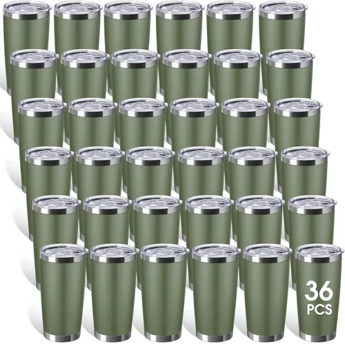 Miniatura 17 de Sieral Paquete de 36 vasos de acero inoxidable a granel con tapa, aislamiento al vacío de doble pared, taza de café de viaje con recubrimiento