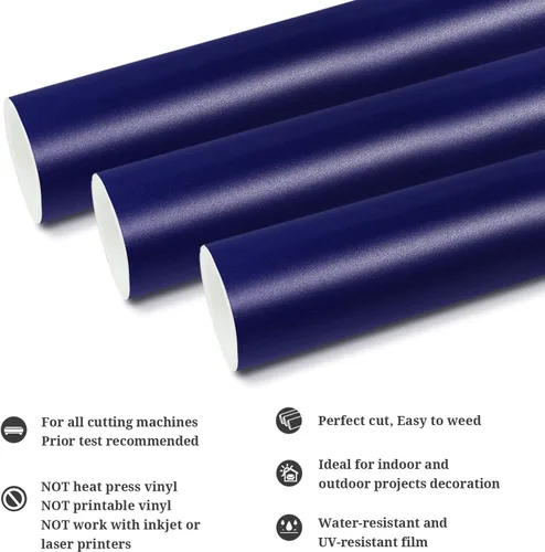 Miniatura 2 de TECKWRAP - Rollo de vinilo adhesivo mate azul marino 12 pulgadas x 10 pies, vinilo azul mate permanente para calcomanías, letreros, álbumes de Azul