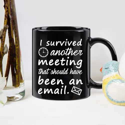 Miniatura 4 de WENSSY Taza de correo electrónico "Sobreviví a otra reunión que debería haber sido un correo electrónico" Taza divertida de oficina Taza de café