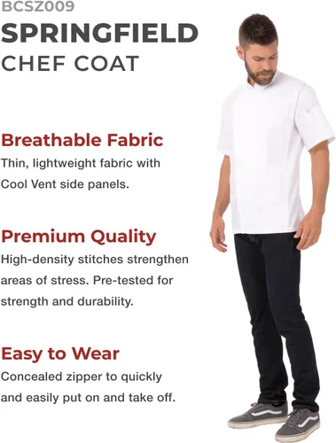 Miniatura 3 de Chef Works Springfield - Abrigo de chef para hombre