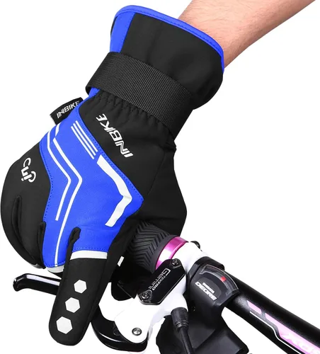 Miniatura 8 de INBIKE Guantes de ciclismo para hombres invierno a prueba de viento reflexivo almohadillas de gel térmico pantalla táctil