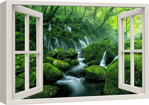 Miniatura 11 de Cuadro decorativo con diseño de ventana moderna blanca con vista, de la marca Wall26®