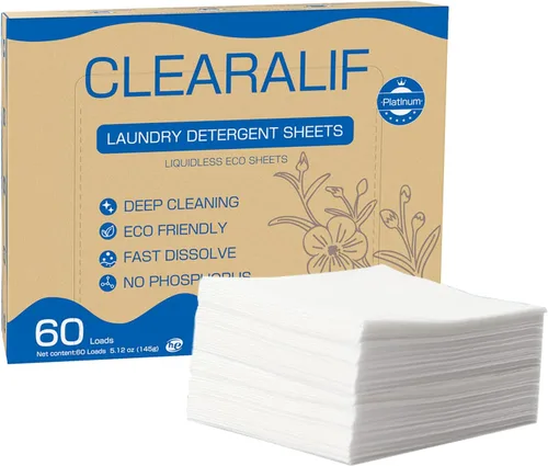 Hojas de detergente para ropa de hasta 60 cargas, lino fresco, ideal para viajes, apartamentos, dormitorios, sin plástico, sostenible,