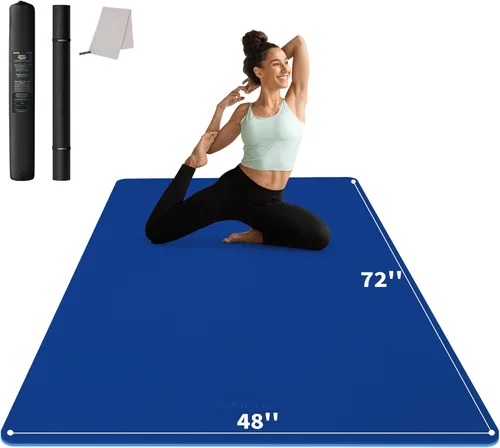 Miniatura 10 de CAMBIVO Esterilla de Yoga Grande (6' x 4'), Alfombrilla de Entrenamiento Extra Ancha para Hombres y Mujeres, Esterilla de Yoga Gruesa de 1/3 y 1/4