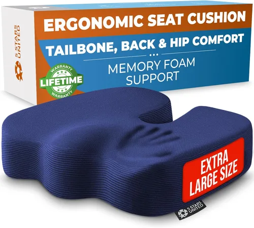 Miniatura 13 de 5 STARS UNITED Cojín de asiento para aliviar el dolor de coxis – Cojín grande de espuma viscoelástica para recuperación de coxis, cadera, ciática