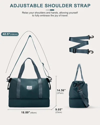 Miniatura 6 de Bolsa de viaje para mujer, bolsa deportiva para gimnasio, E3-Azul oscuro