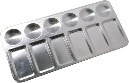 Miniatura 4 de Honbay Paleta de mezcla de pintura metálica rectangular para artista, bandeja de pintura para manualidades, pintura artística profesional, 2 uds