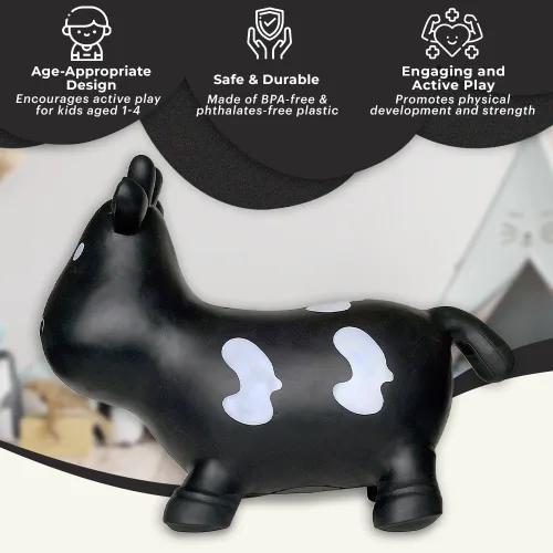 Miniatura 5 de Juguete inflable de vaca negra para niños pequeños con bomba