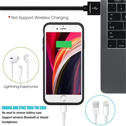 Miniatura 6 de Funda de batería para iPhone 6/6s/7/8/SE 2/3ª generación, cargador portátil de 10000 mAh, batería recargable, funda de carga compatible con iPhone
