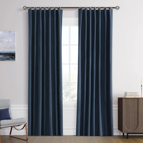 Miniatura 30 de Joywell 2 cortinas opacas 100%, lino, beige natural, trabillas traseras/cinta con ganchos, aislantes, de dormitorio, comedor, sala, puerta corrediza