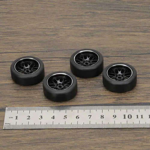 Miniatura 6 de RCAWD Neumático de deriva de metal ampliado de 1.142 in con cubo 4 piezas para 1/28 Wltoys K969 Series Upgrades Part Negro