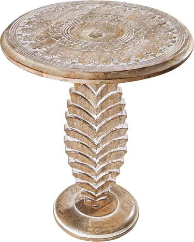 Miniatura 26 de Mesa de café de madera, mesa auxiliar con pilar individual, mesa pequeña, mesita de noche, mesa lateral, mesa de cabecera, mesa lateral de sala