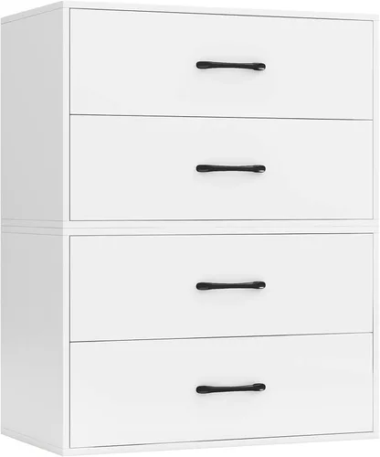 Miniatura 10 de Giantex Cajones apilables para armario, cómoda corta de 2 cajones, cubo de almacenamiento multiusos con almohadillas antiarañazos, dispositivos Negro