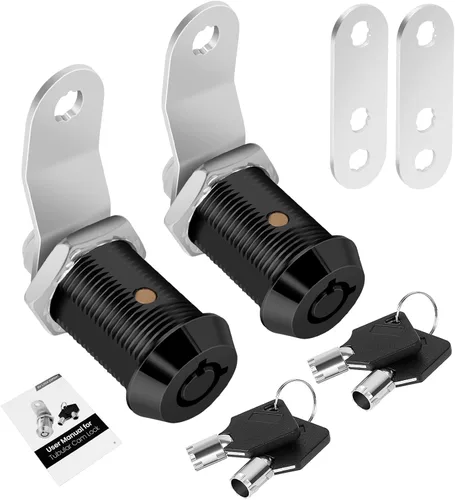 Miniatura 14 de Paquete de 2 cerraduras de caja de herramientas con llaves, cerradura de leva para gabinete de 5/8 pulgadas con llave maestra, cerradura de repuesto