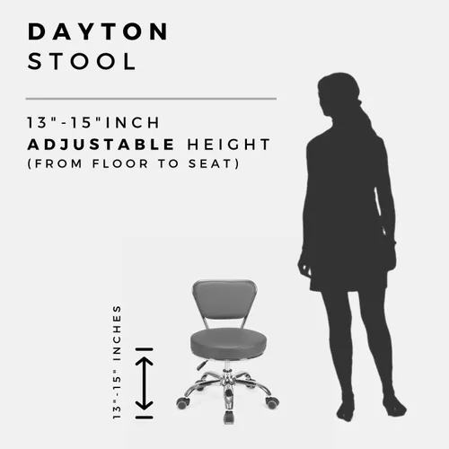 Miniatura 8 de MAYAKOBA Dayton Taburete con respaldo - Asiento neumático negro, altura ajustable de 13 a 15 pulgadas, diseño ergonómico para oficina en casa