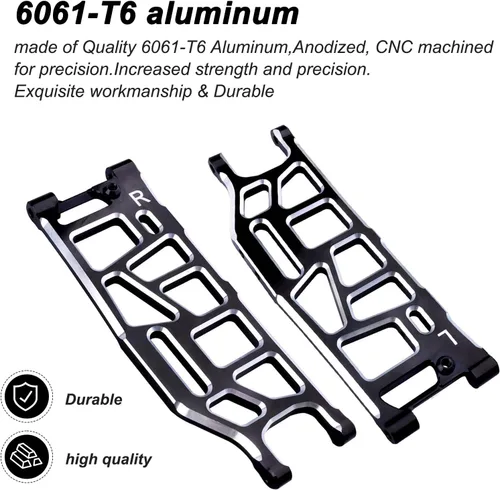Miniatura 3 de Brazos de suspensión inferiores traseros de aluminio para Arrma 1/8 Kraton/Outcast/Notorious/Talion 6S BLX, piezas de actualización, reemplaza Negro
