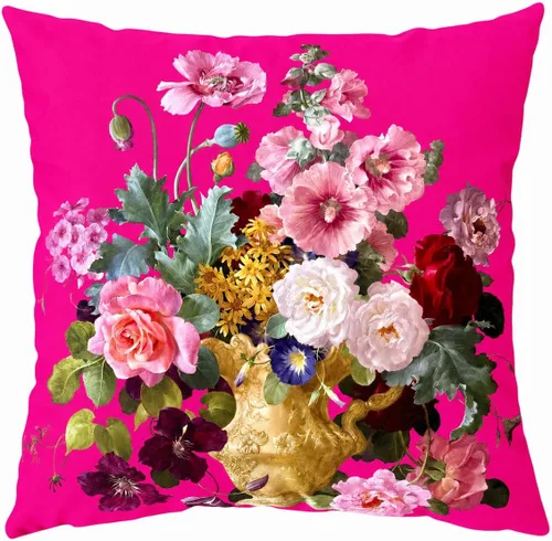 Miniatura 17 de Funda de cojín floral ligera de lujo, 18 x 18 pulgadas, pintura al óleo retro victoriana de doble cara, fondo negro, flor vibrante, funda de cojín