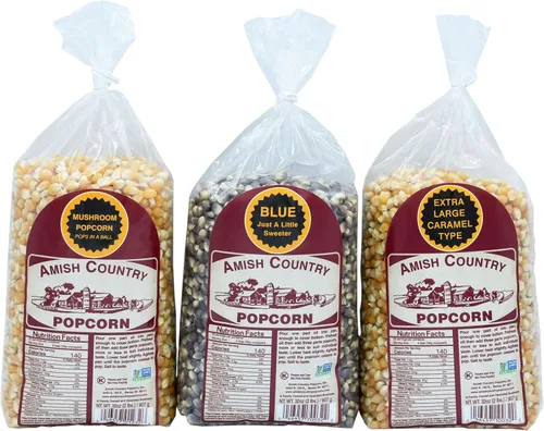 Miniatura 10 de Amish Country Popcorn Paquetes variados Bolsas de 3 a 2 libras Blanco medio - Blanco bebé - Granos de palomitas de maíz morados Anticuado, sin